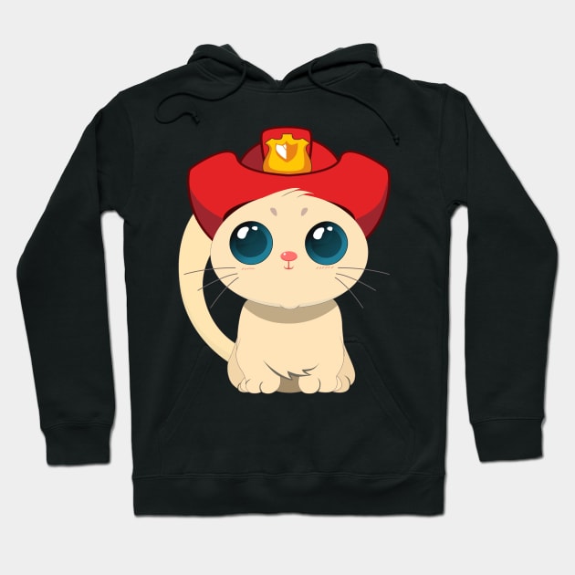 Chibi Anime Fightfighter Fireman Cat Hoodie by TheBeardComic